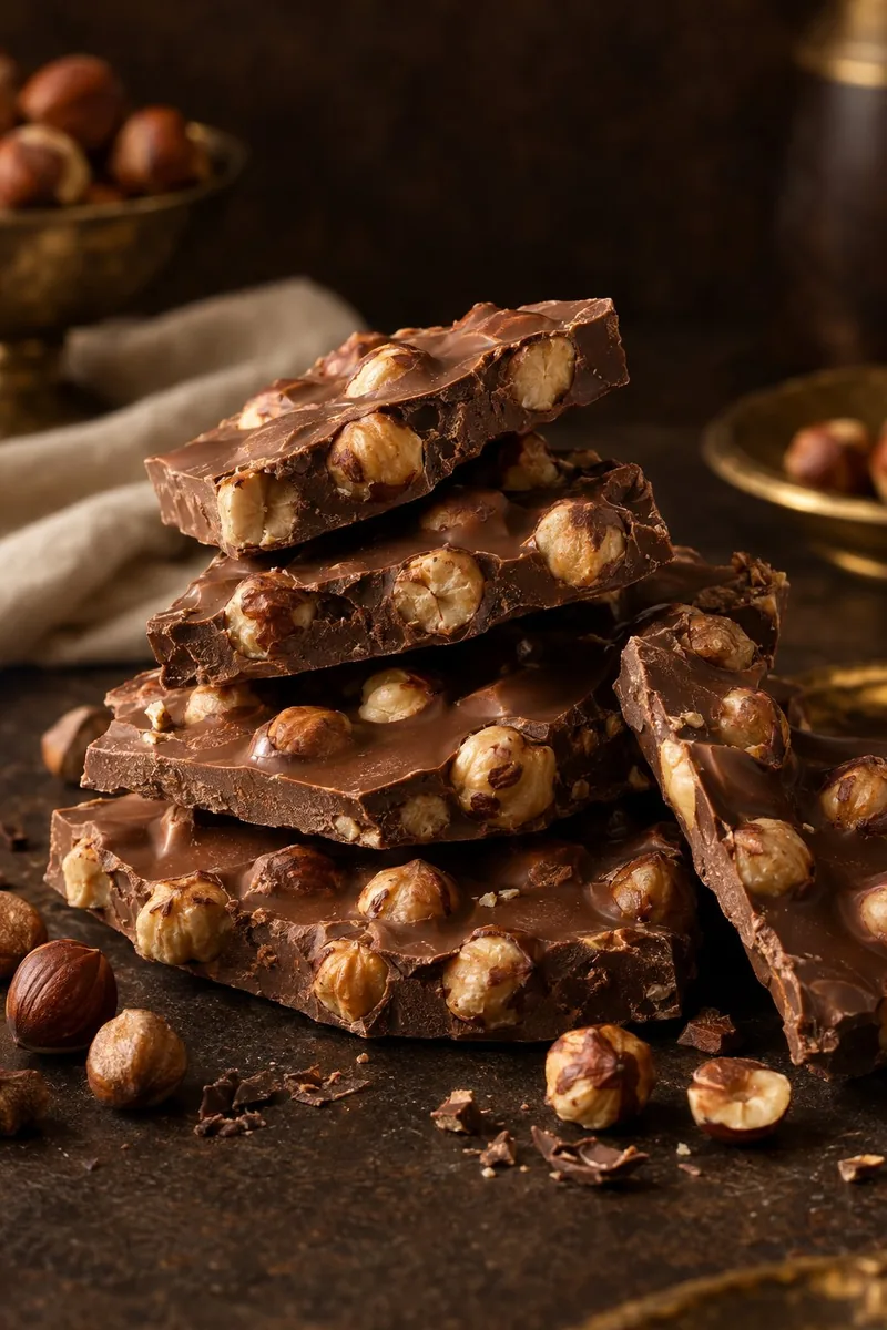 Lastre di cioccolato al latte con nocciole intere